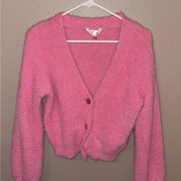 No Boundaries Fuzzy Pink Cardigan - Picture 1 of 2
